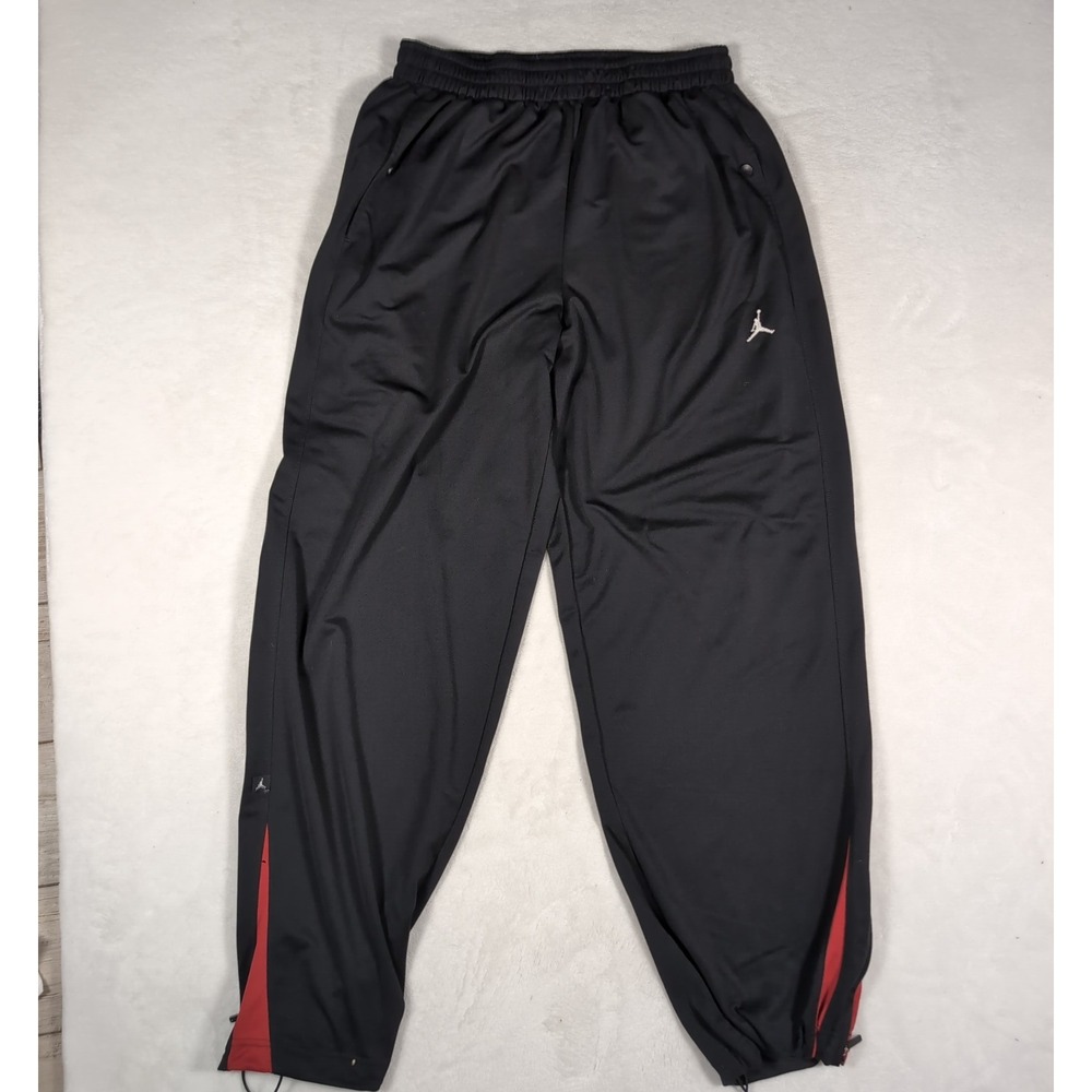 Y2K Nike Air Jordan Track Pants Mens XXL Black Red Ankle Zip Jumpman 203680-012